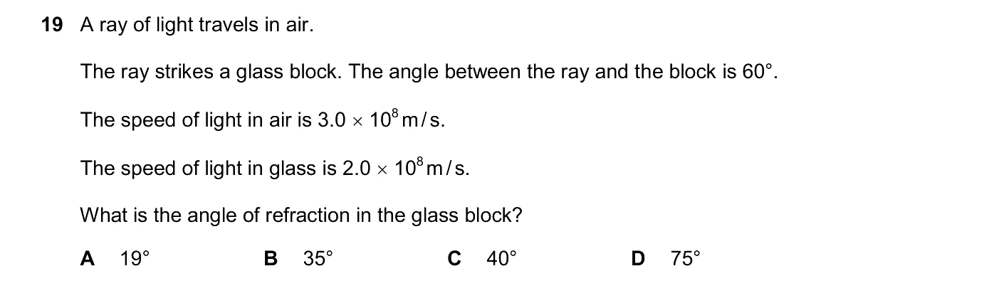 Question 19, June 2026, 0625 Paper 21