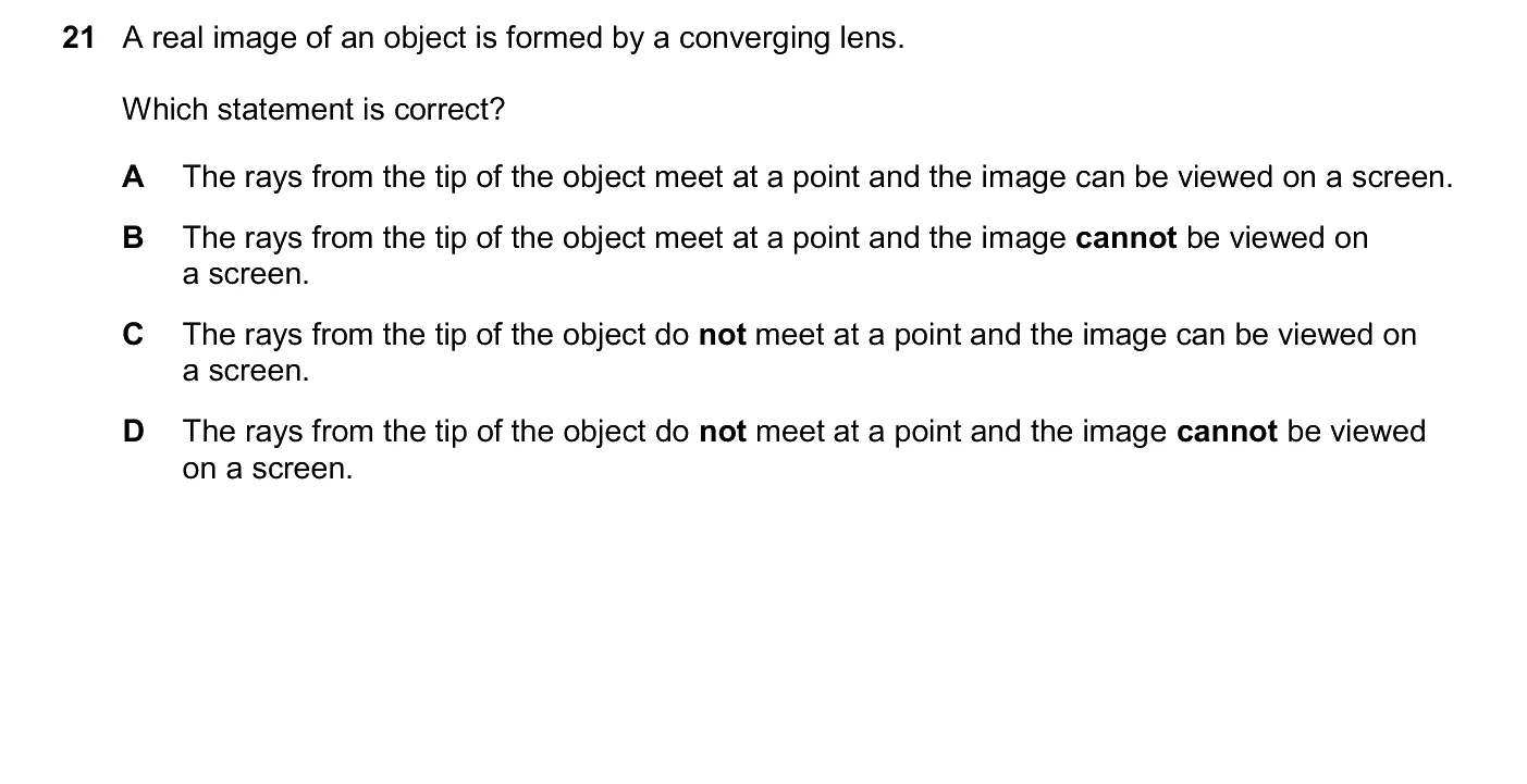 Question 21, March 2026, 0625 Paper 22