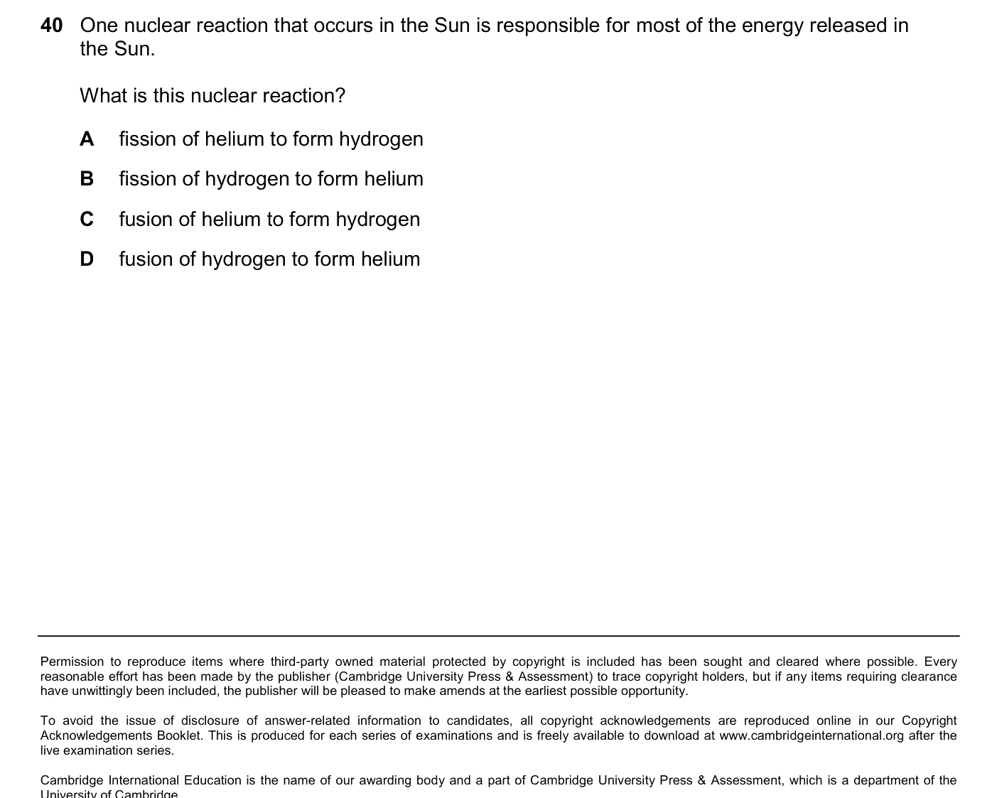 Question 40, March 2026, 0625 Paper 22